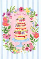 Pretty birthday card For Her -  Birthday Cake - Floral - Birthday Wishes created by Frankie Norman
