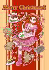 Cute manga Christmas card for friends or kids - christmas cookies for all! created by PinkAppleJam