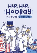 Cute Birthday Card - Moomin - Hip, Hip, Hooray created by Moomin Characters