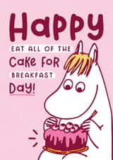 Cute Birthday Card - Moomin - Birthday Cake For Breakfast Day created by Moomin Characters