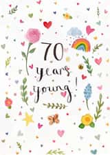 Pretty Birthday Card - 70th - Flowers - Hearts created by Love Lucy Illustration