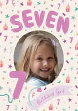 Personalised Birthday Photo Card created by The Pattern Press - Classic Birthday Card - 7th - Birthday Girl