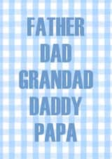 Dad is everything blue gingham card for Father's Day created by Illustratoni