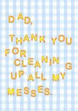 Dad Alphabetti Spaghetti Blue Gingham Card for Father's Day created by Illustratoni