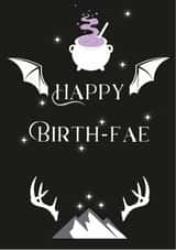 Fantasy, fae, acotar themed birthday card for book lover created by Cat B Designs
