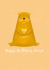 Sweet Birthday Card - Bear with Jar of Honey - Happy Birthday Honey! created by @oubergine