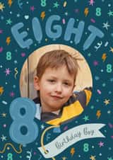 Personalised Birthday Photo Card created by The Pattern Press - Classic 8th Birthday Card - For Him - Balloons