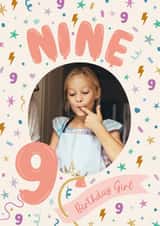 Personalised Birthday Photo Card created by The Pattern Press - Classic 9th Birthday Card - For Her - Balloons