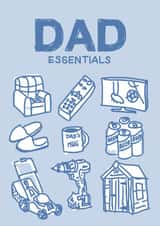 Dad Essentials card for Birthday, Father's Day - sofa, TV, beer, shed, slippers created by Adam Wozniak