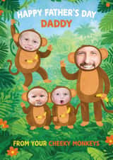 Personalised Father's Day Photo Card created by Tiger Feet Creations - Cute Father's Day Card - Cheeky Monkeys - Three Children