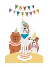Cute Dogs Birthday Party - Happy Birthday - Illustrated created by Nazli Brennan