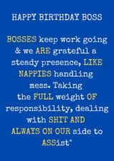 Funny Happy Birthday Boss Card created by The Awkward Card Company 