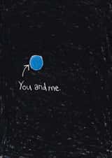 Cute Anniversary Love Card | You and Me from Space created by The Curious Pancake