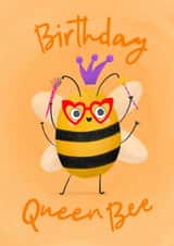 Adorable Birthday Card - Queen Bee Celebrating - Birthday Queen Bee created by @oubergine