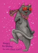 Fun Vibrant Birthday card for a 'Cool Cat' or just a cat lover! created by Hes Durkan Illustration