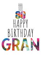 Classy 80th Birthday Card For Gran - Colourful Abstract Art created by size3art
