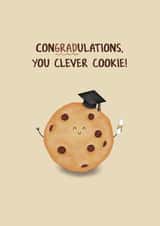 Cute Graduation Card - ConGRADulations You Clever Cookie - Food Pun created by Sydney Jo Designs