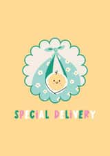 Cute New Baby Card - Scalloped - Special Delivery created by Lucy Maggie Designs