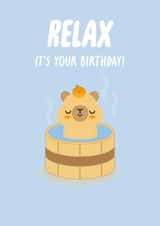 Relax It's your birthday! Cute Capybara Birthday Card created by Pango Productions