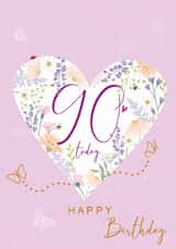 Traditional Birthday Card - 90th - Floral Heart created by SABIVO Design by Sabina