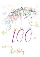 Traditional Birthday Card - 100th - Floral Branch created by SABIVO Design by Sabina