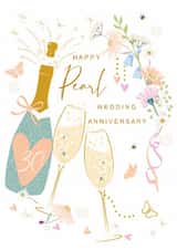 Traditional Anniversary Card – 30th — Pearl Wedding – Prosecco created by SABIVO Design by Sabina