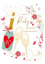 Traditional Anniversary Card – 40th — Ruby Wedding – Prosecco created by SABIVO Design by Sabina