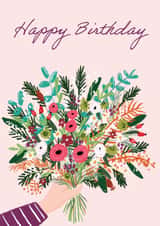 Cute Birthday Card For a Friend – Illustrated Bouquet Of Flowers created by By Katie Wells