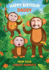 Personalised Birthday Photo Card created by Tiger Feet Creations - Cute Birthday Card - For Daddy - Cheeky Monkeys