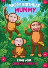 Personalised Birthday Photo Card created by Tiger Feet Creations - Cute Birthday Card - For Mummy - Cheeky Monkeys
