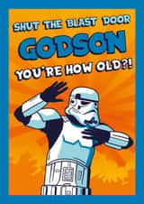 Cheeky Birthday Card - For Godson - Stormtrooper - Shut The Blast Door - Star Wars created by Cardology