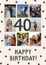 Personalised Birthday Photo Card created by The Pattern Press - Classic Birthday Card - 40th - Polka Dots