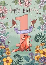 Cute 1st Birthday Card - For Her - Woodland created by Angie Spurgeon