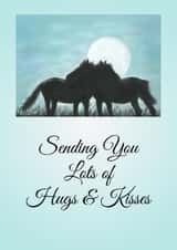 Cute Thinking of you card - Horses - Sending you lots of hugs and kisses created by Little Red Boots Fae