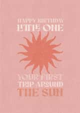 Aesthetic First Birthday Card For Baby Girl – Minimal Sun Design created by @doublepea_designs