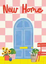 Arty New Home Card - Checkerboard Print - Flowers created by AbiGoLucky
