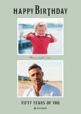 Personalised Birthday Photo Card created by Choo Choo - Classic Birthday Card - 50th - The Beatles - Then And Now