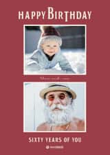 Personalised Birthday Photo Card created by Choo Choo - Classic Birthday Card - 60th - The Beatles - Then And Now