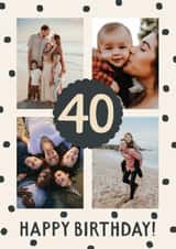 Personalised Birthday Photo Card created by The Pattern Press - Classic Birthday Card - 40th - Polka Dot Frame