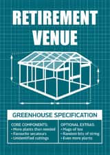 Funny Retirement Card - Greenhouse Blueprint - Gardening created by Versed Aid