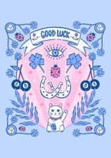 Pink & Blue Lucky Charms - All The Good Luck Greeting Card created by Dafne Design Studio