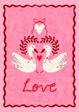 Graceful Swans Heart - Elegant Valentine's Day Love Card created by Dafne Design Studio