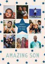 Personalised Birthday Photo Card created by The Pattern Press - Classic Birthday Card - For Son - Stars Frame