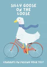 Cute Congratulations Card - Silly Goose On The Loose - Bike created by Sian Moore Illustration