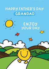 Cute Father's Day Card - For Grandad – Mr Happy – Mr. Men – Enjoy your day created by Mr. Men