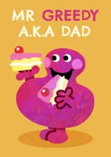 Cheeky Father’s Day Card - Mr. Greedy - Mr. Men - Cake created by Mr. Men