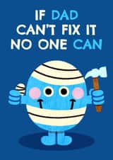 Cute Father’s Day Card - Mr. Men - Mr. Bump - If Dad Can’t Fix It No One Can created by Mr. Men