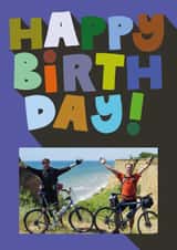 Personalised Birthday Photo Card created by Chloë Turner - Classic Birthday Card - Blue Typography Frame