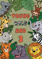 Fun and wild birthday card - three year old created by Wild Rose