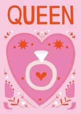 Engagement Card for Her – Pink Queen Diamond Ring Cute Romantic Design created by Seekprint